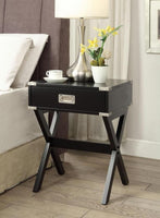 Black Solid Wooden  Metal Accent End Table