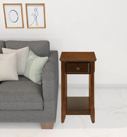 Cutie Compact Walnut Finish Single Drawer End Table