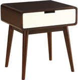 Mahogony and White USB Side Table with Drawer