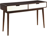 Mahogony and White Double Drawer Console Table