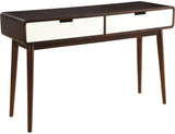 Mahogony and White Double Drawer Console Table