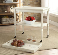 French Style Antique White Trolley Table