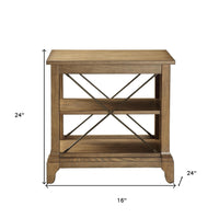 Rustic Light Oak End Table with X-Bar Detail