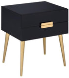 Sleek Black And Gold Two Drawer End Table