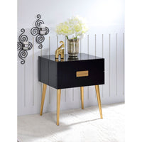 Sleek Black And Gold Two Drawer End Table