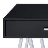 Desk In Black  Chrome - Glossy Polyester Particl Black  Chrome