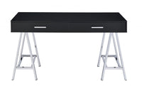 Desk In Black  Chrome - Glossy Polyester Particl Black  Chrome