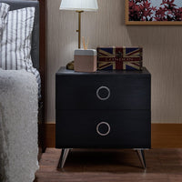 Black Chrome 2 Drawer Nightstand