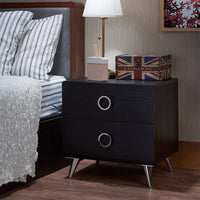 Black Chrome 2 Drawer Nightstand