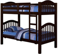 80' X 43' X 69' Espresso Pine Wood Twin Over Twin Bunk Bed