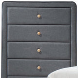 46' Light Gray Upholstery 5 Drawer Chest Dresser with light natural legs