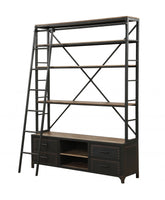 64' X 29' X 83' Sandy Gray Metal Tube Bookcase With Ladder