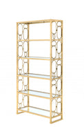 48' X 14' X 77' Clear Glass And Gold Bookcase