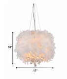 Iglesias Fluffy White Feathers and Crystal 3-light Pendant