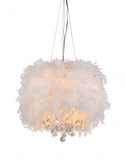Iglesias Fluffy White Feathers and Crystal 3-light Pendant