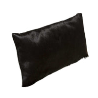 12" x 20" x 5" Black Cowhide  Pillow