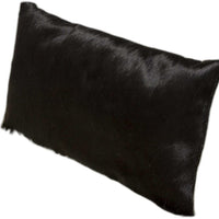 12" x 20" x 5" Black Cowhide  Pillow