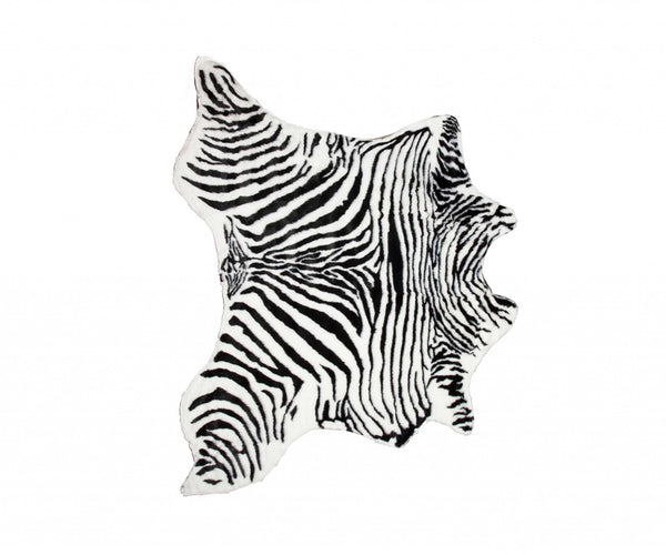 2' x 3' Faux Zebra Hide Black And White Area Rug