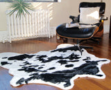 Faux Cow Hide Black And White Area Rug