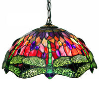 Tiffany Style Dragonfly Red Hanging Lamp