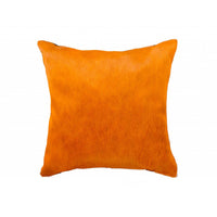 18" x 18" x 5" Orange Cowhide  Pillow