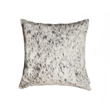 18" x 18" x 5" Salt And Pepper Gray And White Cowhide  Pillow