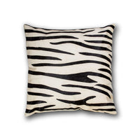 18" x 18" x 5" Black And White Cowhide  Pillow