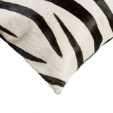12" x 20" x 5" Zebra Black On Off White Cowhide  Pillow