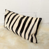 12" x 20" x 5" Zebra Black On Off White Cowhide  Pillow