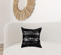 18" x 18" x 5" Black And Silver  Pillow