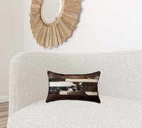 12" x 20" x 5" Fuchsia Cowhide  Pillow