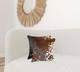 18" x 18" x 5" Salt And Pepper Chocolate And White Cowhide  Pillow 2 Pack