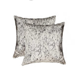 18" x 18" x 5" Salt And Pepper Chocolate And White Cowhide  Pillow 2 Pack