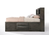 91' X 63' X 56' Gray Oak Rubber Wood Queen Storage Bed