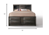 91' X 63' X 56' Gray Oak Rubber Wood Queen Storage Bed