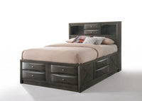 91' X 63' X 56' Gray Oak Rubber Wood Queen Storage Bed