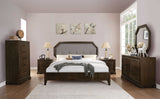 86' X 79' X 58' Light Gray Fabric  Tobacco Eastern King Bed