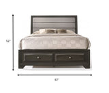 87' X 79' X 52' Gray Fabric And Antique Gray Eastern King Storage Bed