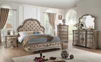 90' X 84' X 76' PU Antique Champagne Eastern King Bed