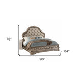 90' X 84' X 76' PU Antique Champagne Eastern King Bed