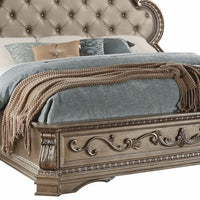 90' X 84' X 76' PU Antique Champagne Eastern King Bed