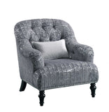 34' X 37' X 37' Gray Patterned Velvet Chair w 1 Pillow
