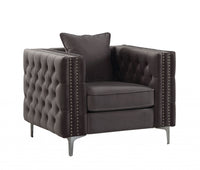 40' X 34' X 30' Dark Gray Velvet Chair and Pillow