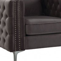 40' X 34' X 30' Dark Gray Velvet Chair and Pillow