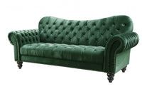 91' X 37' X 39' Green Velvet Sofa