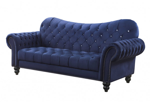 91' X 42' X 31' Navy Velvet Sofa