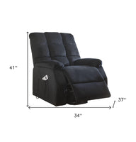 34' X 37' X 41' Black Velvet Recliner With Power Lift And Massage