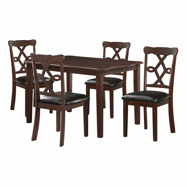 47' X 36' 5Pc Black Leatherette And Espresso Dining Set