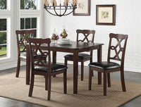 47' X 36' 5Pc Black Leatherette And Espresso Dining Set