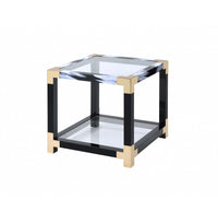 25' X 24' X 25' White Brushed Gold And Clear Glass  End Table